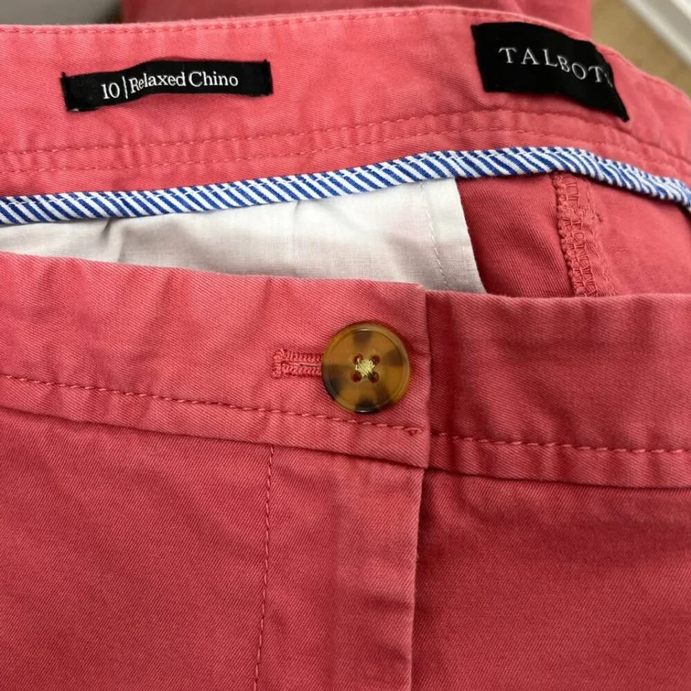 Talbots Relaxed Chino Elevated Coral Casual Colorful Summer Dress Pant [size 10] - Picture 9 of 10